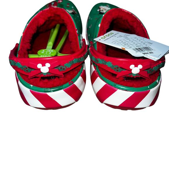 Disney's Mickey Mouse Minnie Mouse  Christmas Holiday lined crocs J6 W8 NEW - Picture 6 of 6